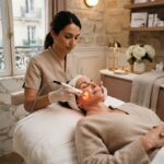 Soin Indiba visage dans un institut de beauté élégant à Paris